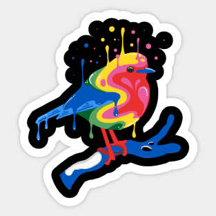 Melting Rainbow Robin Sticker